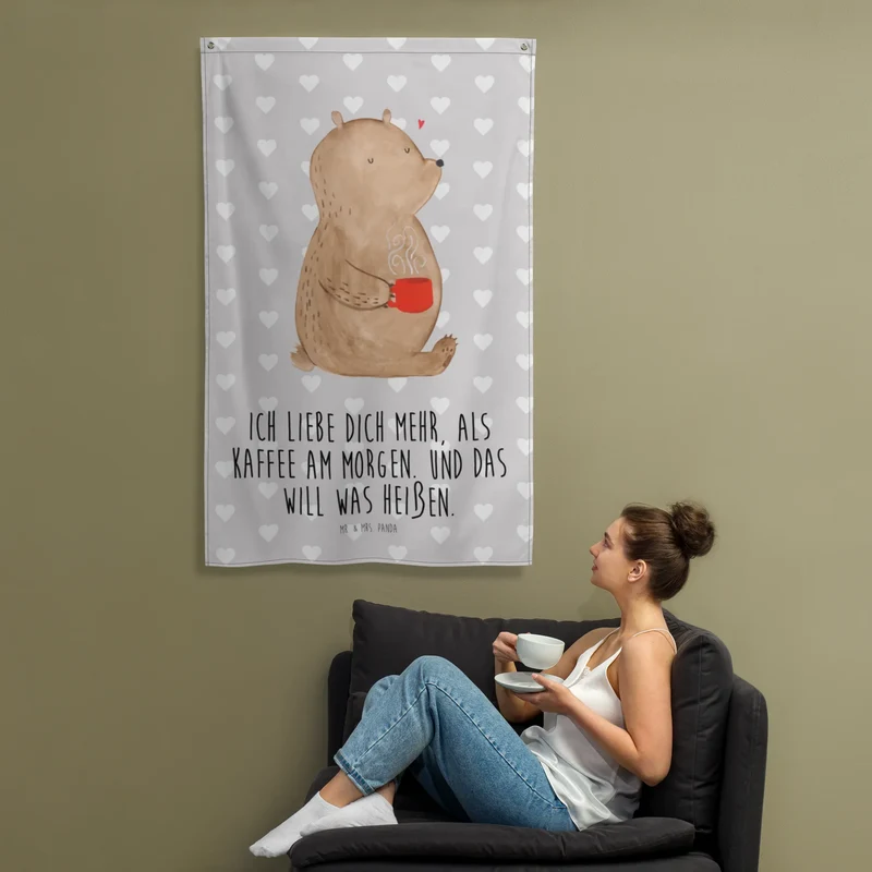 Wandteppich Bär Morgenkaffee