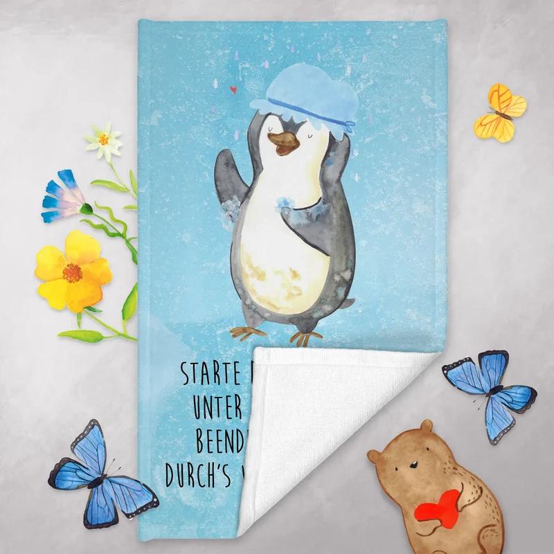 Gästehandtuch Pinguin Duschen