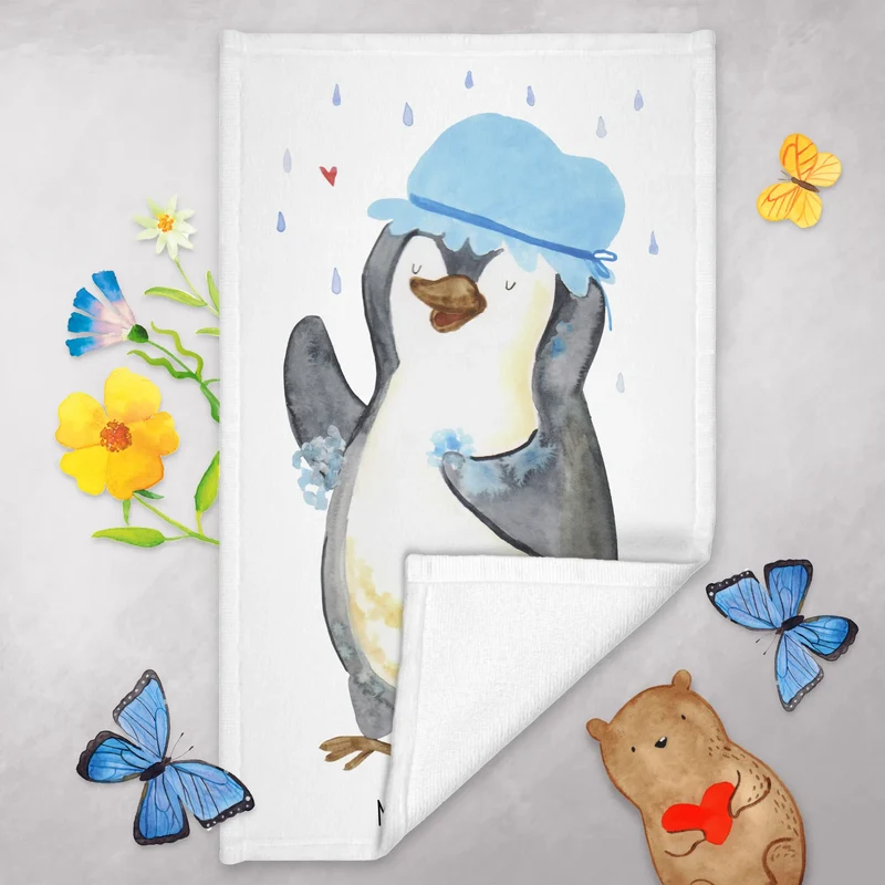 Gästehandtuch Pinguin Duschen
