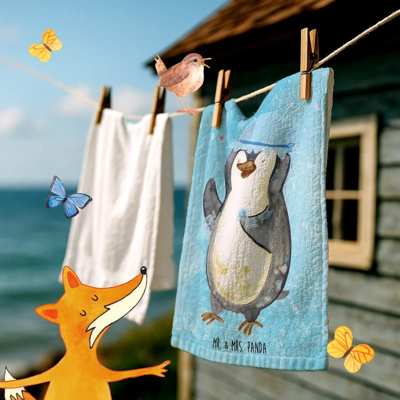Gästehandtuch Pinguin Duschen