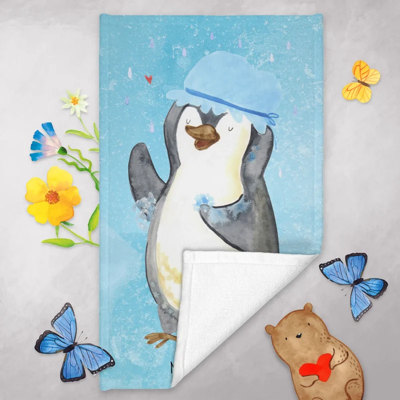 Gästehandtuch Pinguin Duschen