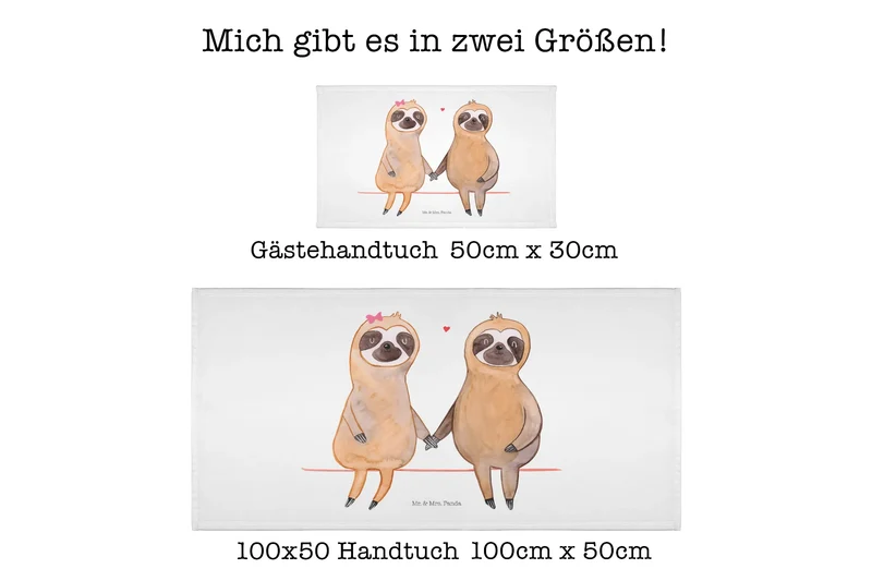 Handtuch Faultier Pärchen