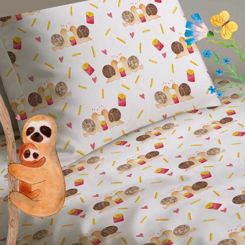 Kinderbettwäsche Schnecken Liebe Muster
