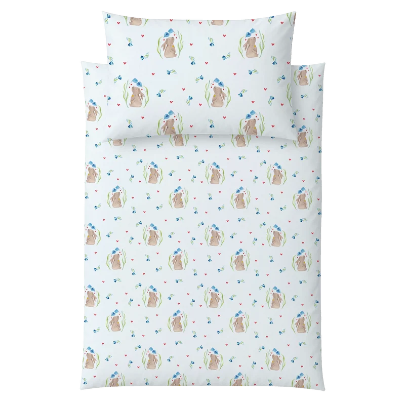 Kinderbettwäsche Hase Blume Muster
