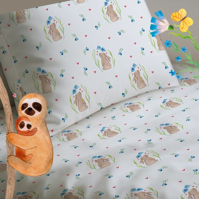 Kinderbettwäsche Hase Blume Muster