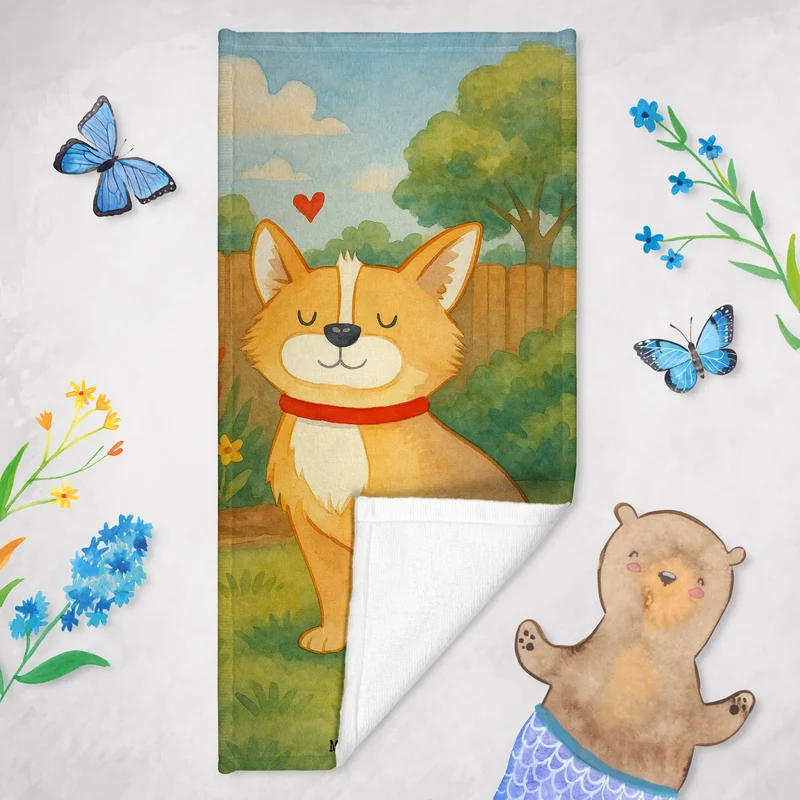 Badehandtuch Hund Glück Design