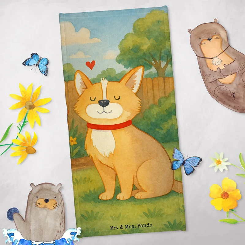 Badehandtuch Hund Glück Design