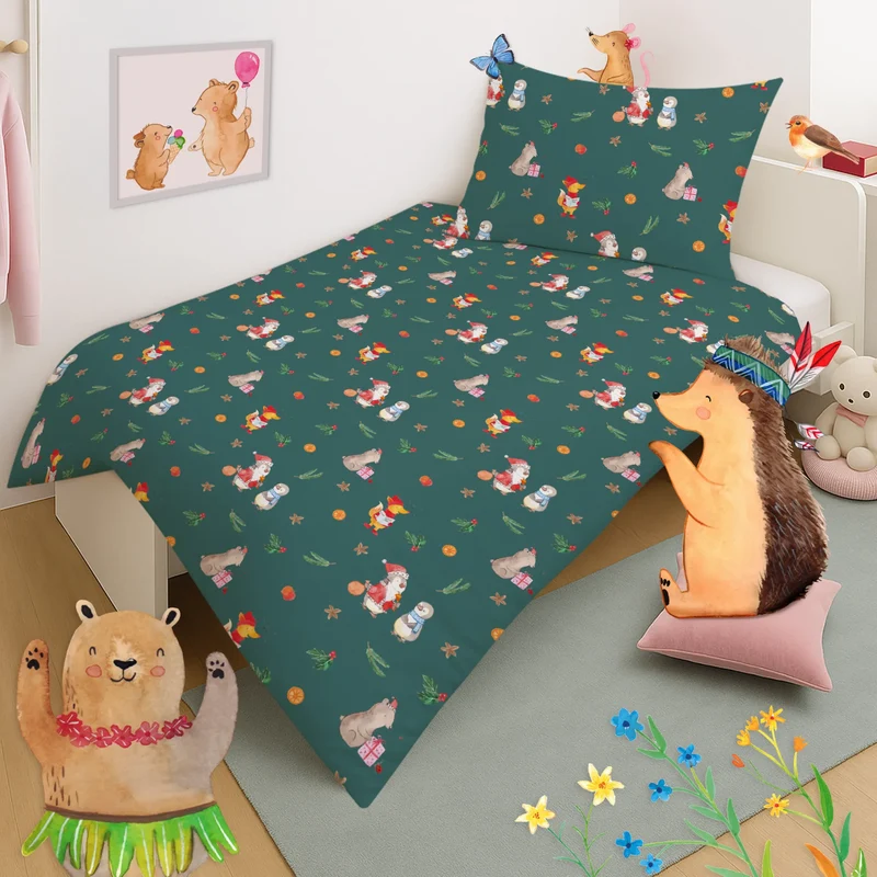 Kinderbettwäsche Winter Weihnachtsfreude Muster