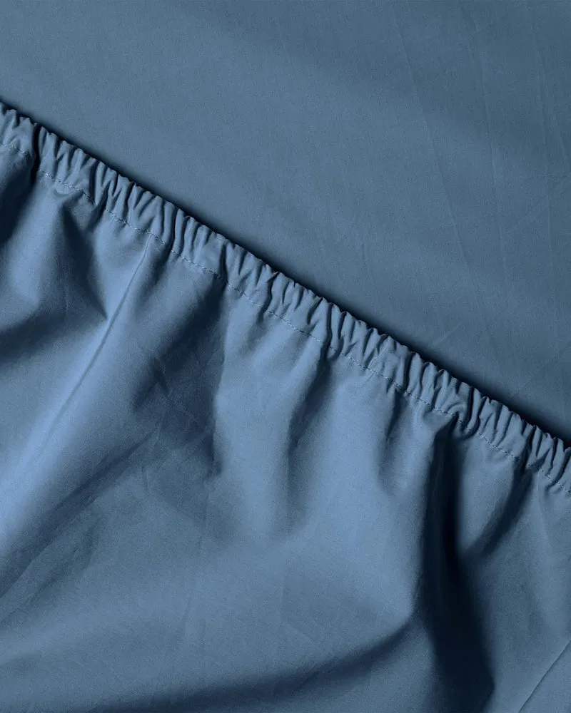Fitted Sheet Cotton Quiet Blue