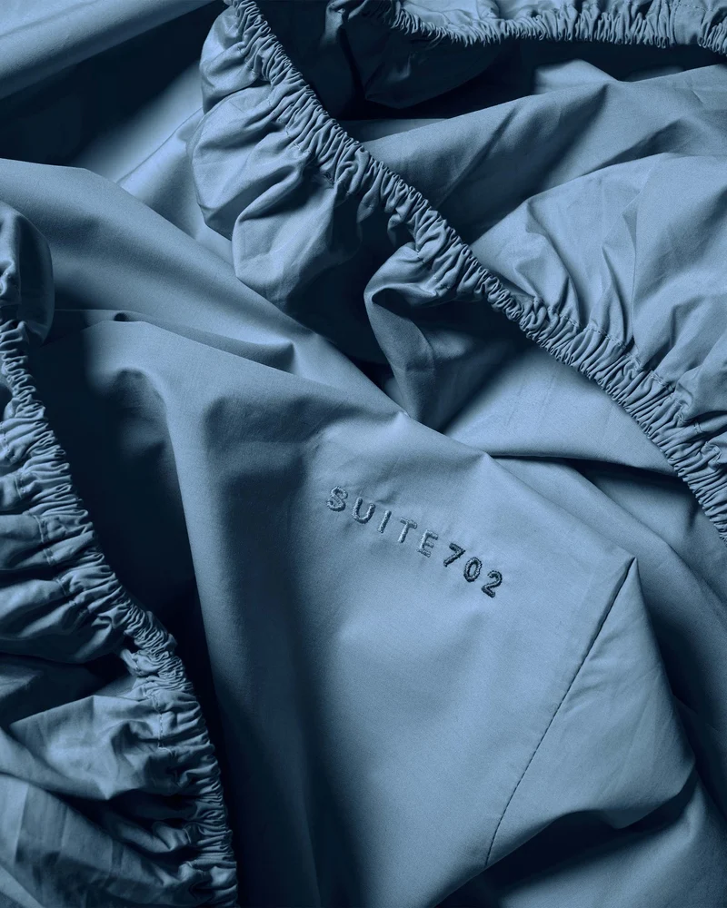 Fitted Sheet Cotton Quiet Blue