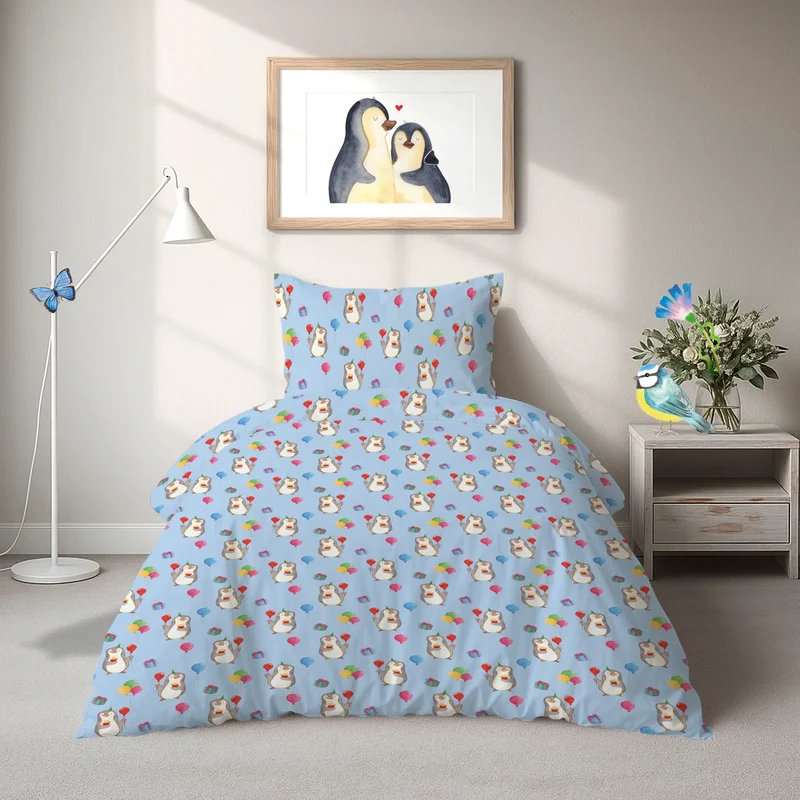 Bettwäsche Pinguin Geburtstag Muster