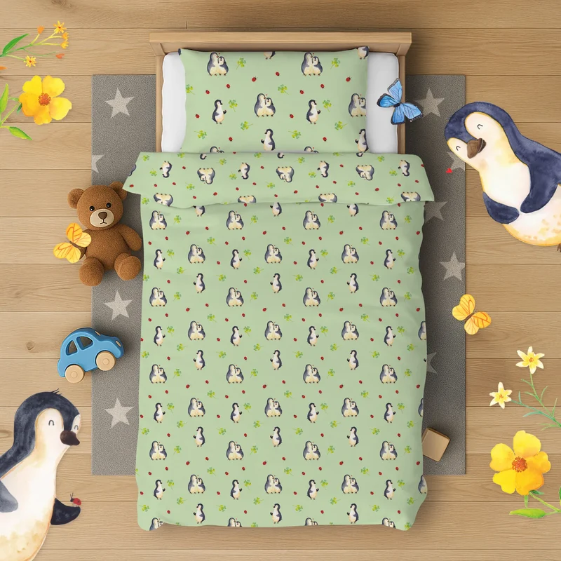 Kinderbettwäsche Pinguin Marienkäfer Muster