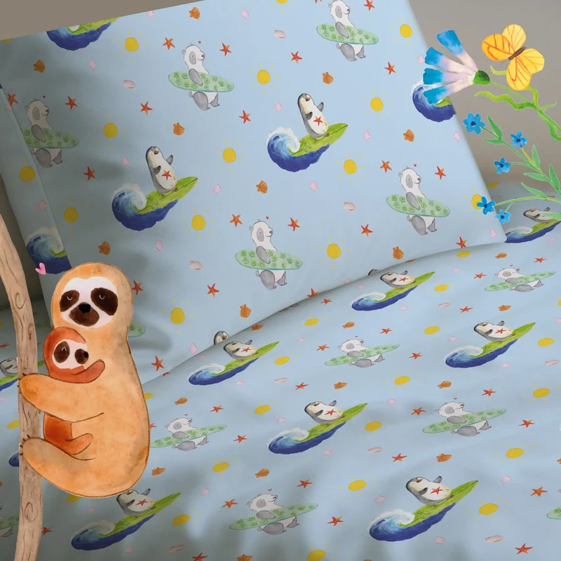 Kinderbettwäsche Pinguin Surfer Muster