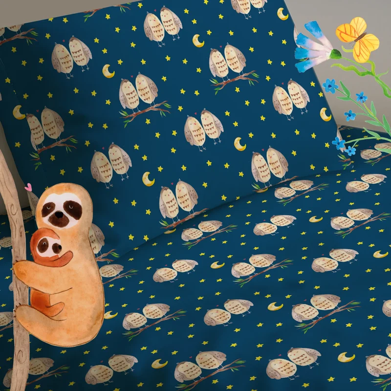 Kinderbettwäsche Eulen Liebe Muster