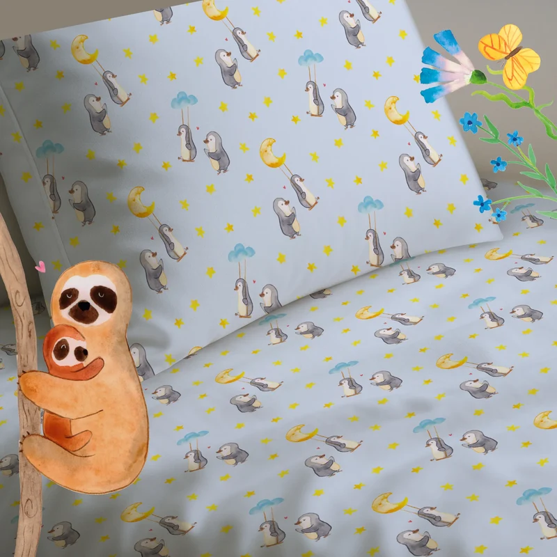 Kinderbettwäsche Pinguin Oma schaukeln Muster