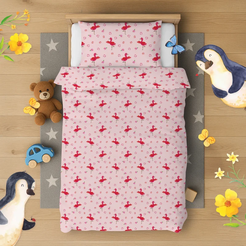 Kinderbettwäsche Flamingo Yoga Muster