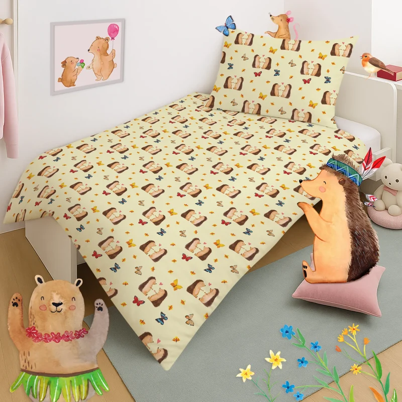 Kinderbettwäsche Igel Liebe Muster