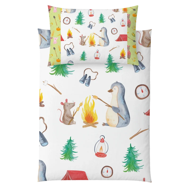 Kinderbettwäsche Pinguin Lagerfeuer Muster
