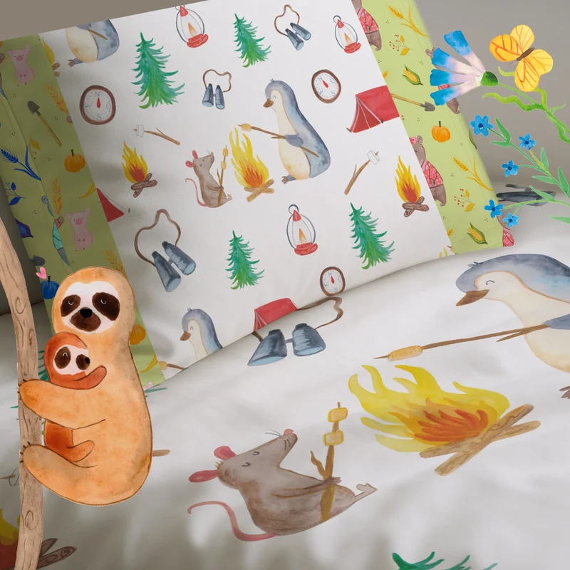 Kinderbettwäsche Pinguin Lagerfeuer Muster