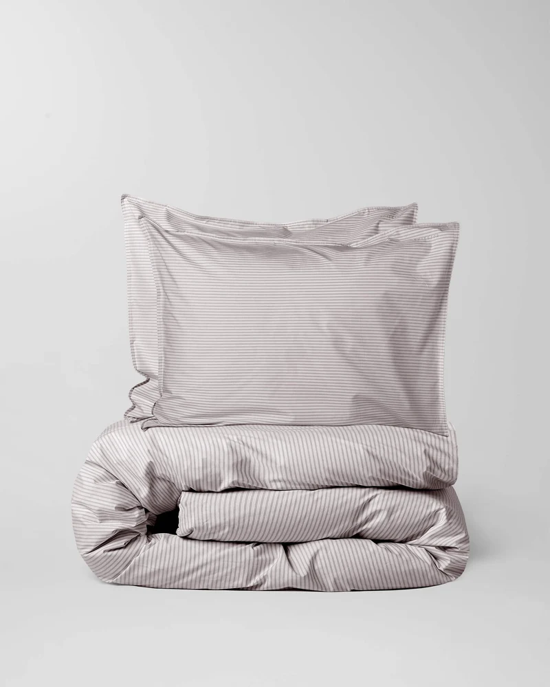 Duvet Cover Cotton Stripe Brown Ecru