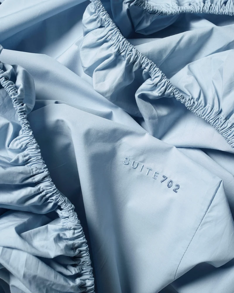 Fitted Sheet Cotton Sky Blue