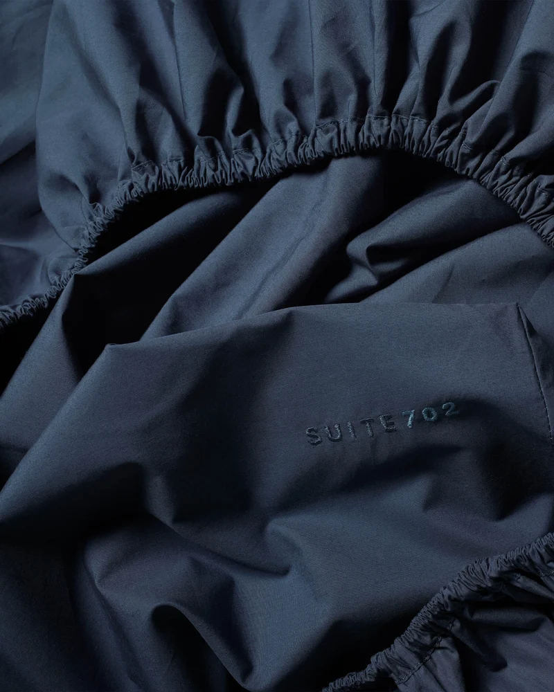 Fitted Sheet Cotton Navy Blue