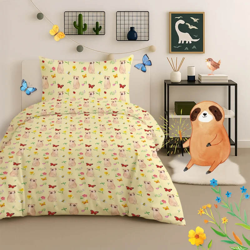 Kinderbettwäsche Erdmännchen Muster