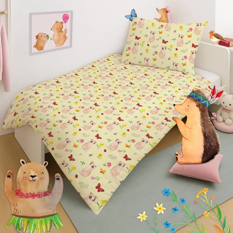 Kinderbettwäsche Erdmännchen Muster