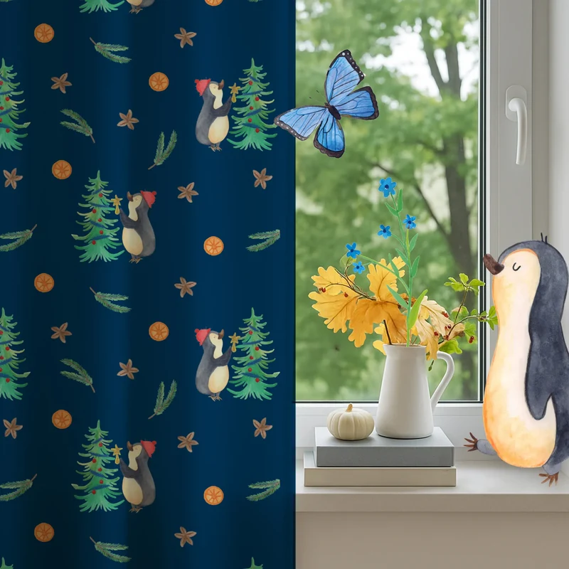 Vorhang Pinguin Weihnachtsbaum Muster