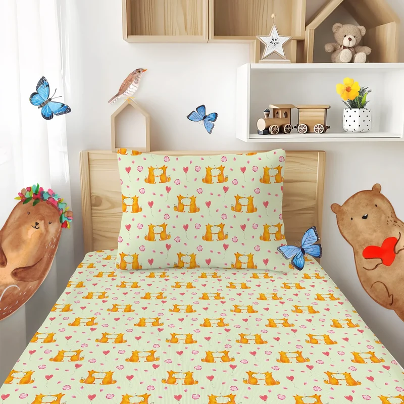 Kinderbettwäsche Füchse Liebe Muster