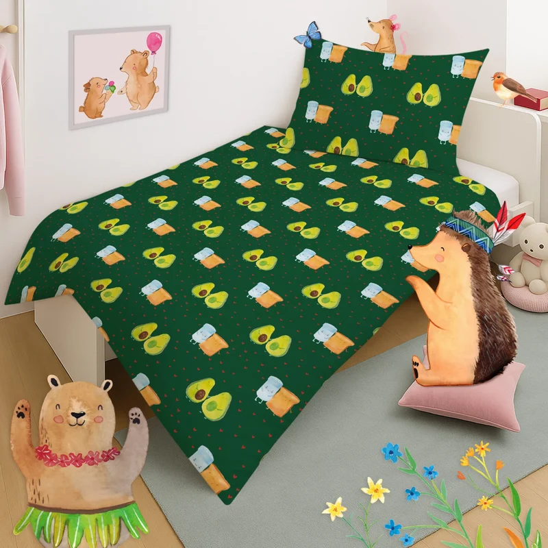 Kinderbettwäsche Avocado Pärchen Muster