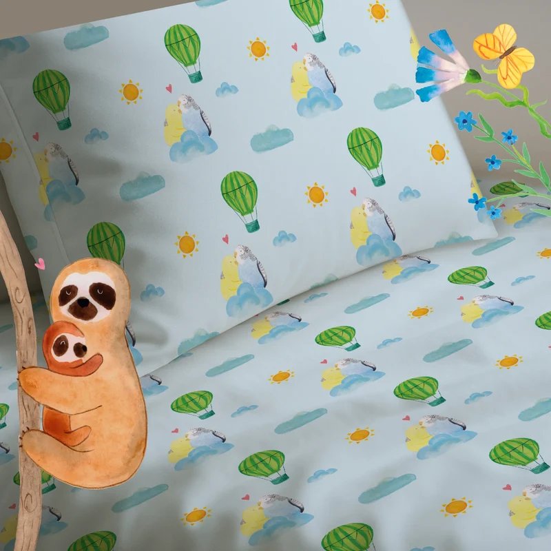 Kinderbettwäsche Wellensittich Liebe Muster