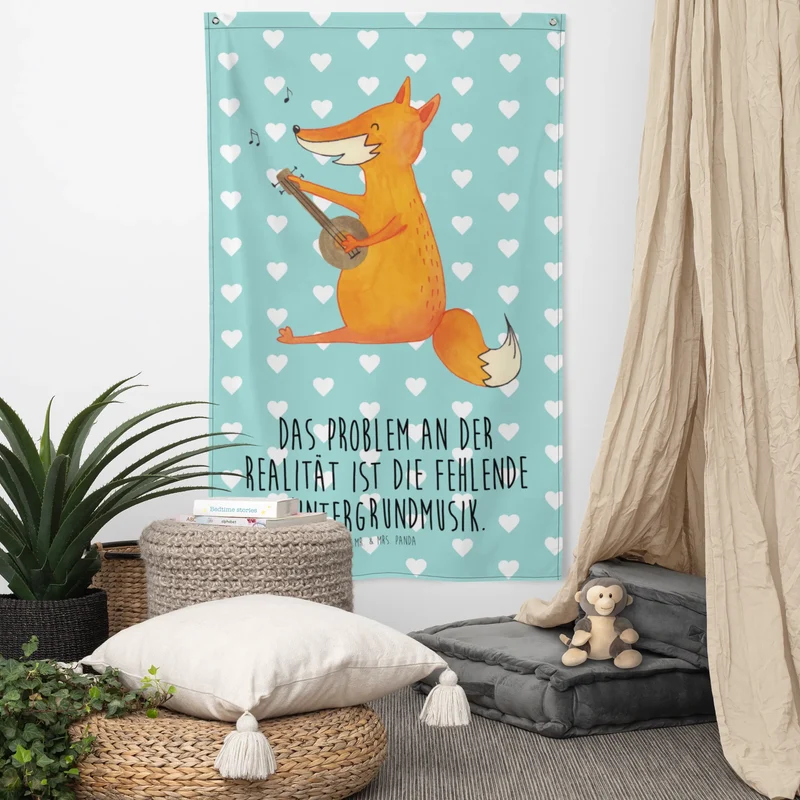 Wandteppich Fuchs Gitarre