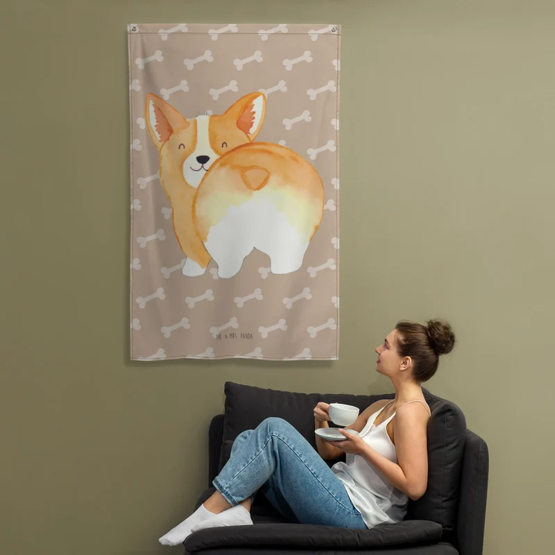 Wandteppich Corgi Po