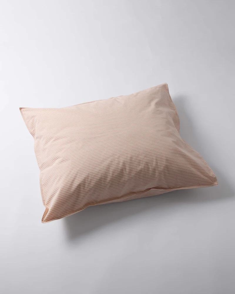 Pillowcase Cotton Stripe Peach Ecru