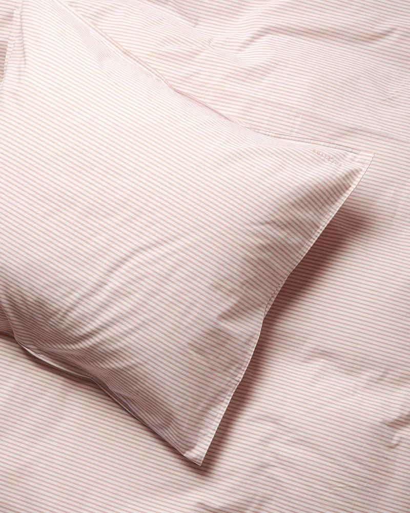 Pillowcase Cotton Stripe Peach Ecru