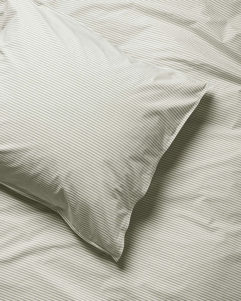 Pillowcase Cotton Stripe Olive Ecru