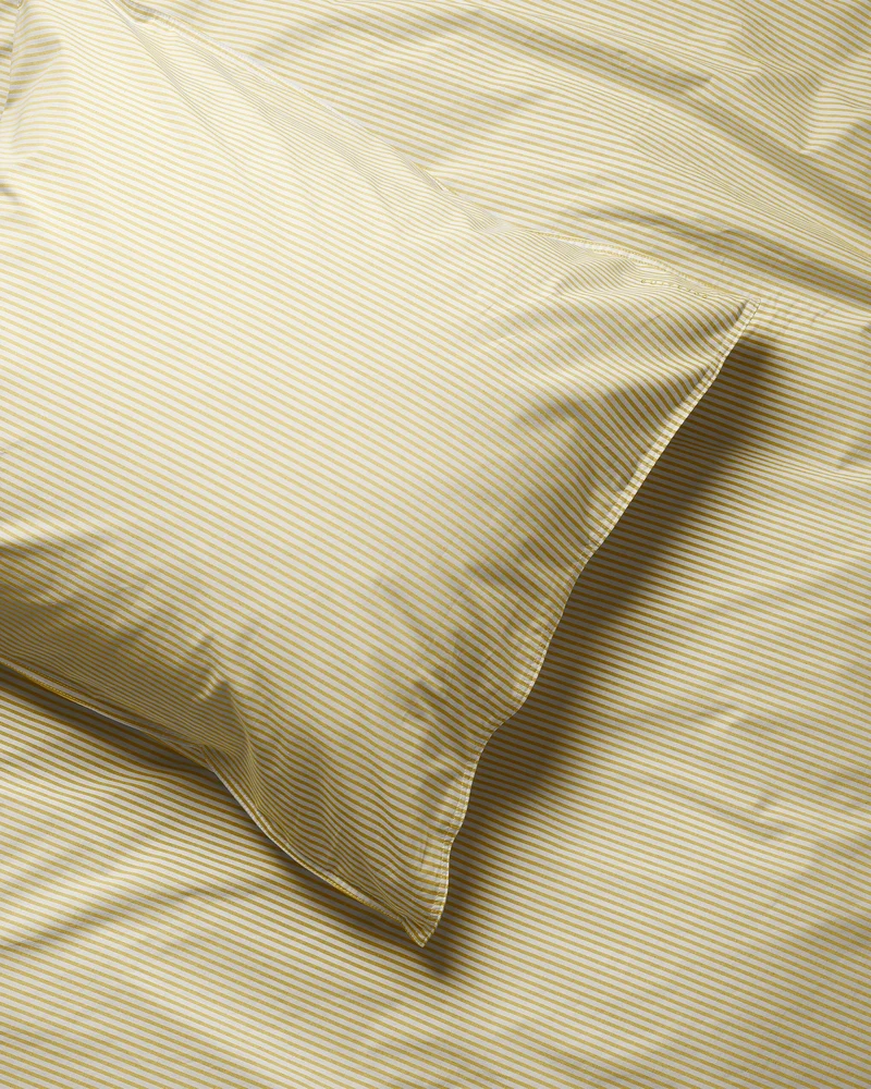 Pillowcase Cotton Stripe Lemon Ecru