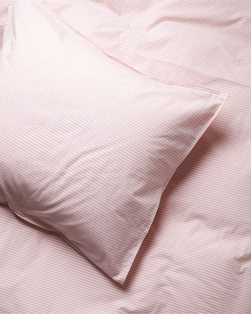 Pillowcase Cotton Stripe Pink Ecru