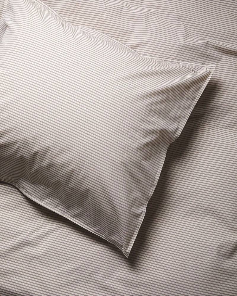 Pillowcase Cotton Stripe Brown Ecru