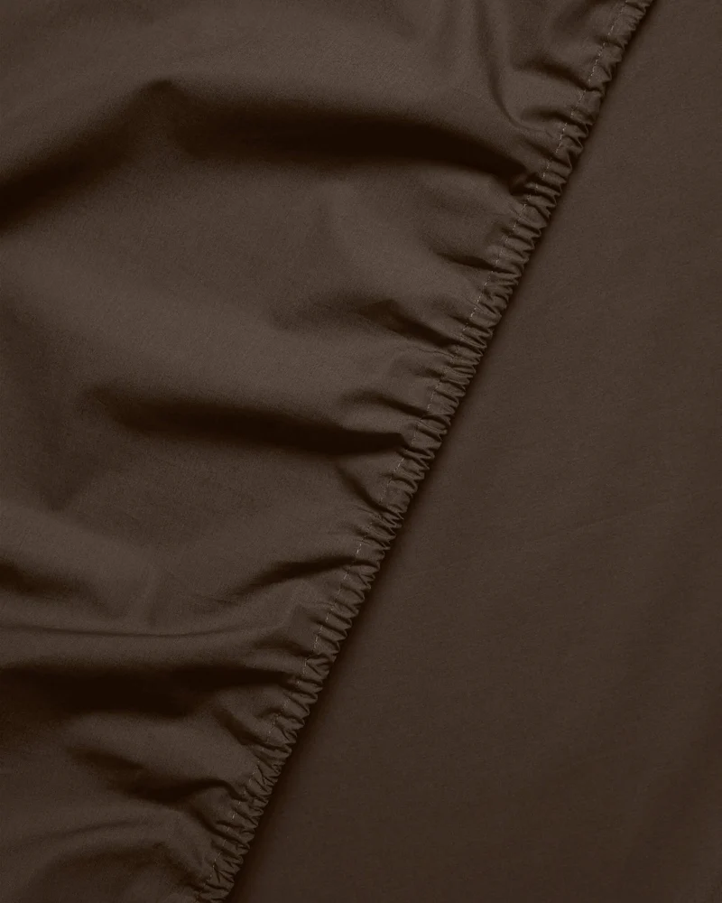 Fitted Sheet Cotton Coffee Brown
