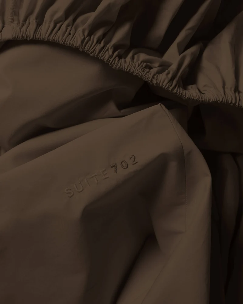 Fitted Sheet Cotton Coffee Brown