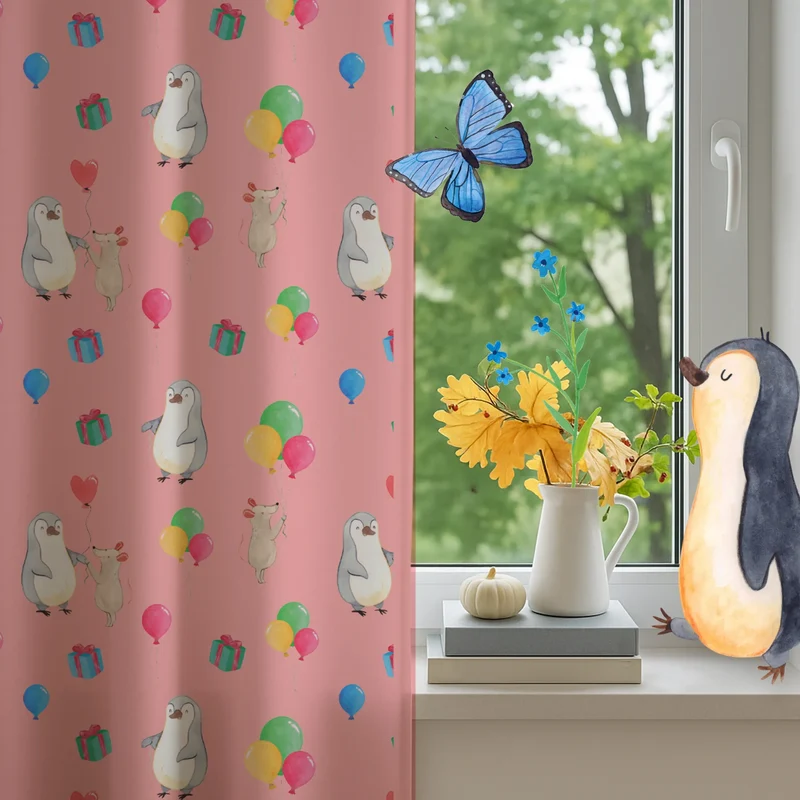 Vorhang Maus Pinguin Geburtstag Muster