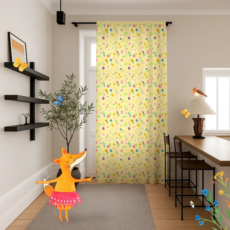 Vorhang Bunte Blumenwiese Muster