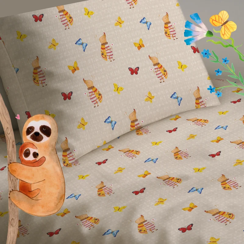 Kinderbettwäsche Nachtfalter Fähnchen Muster