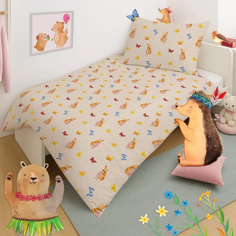 Kinderbettwäsche Nachtfalter Fähnchen Muster