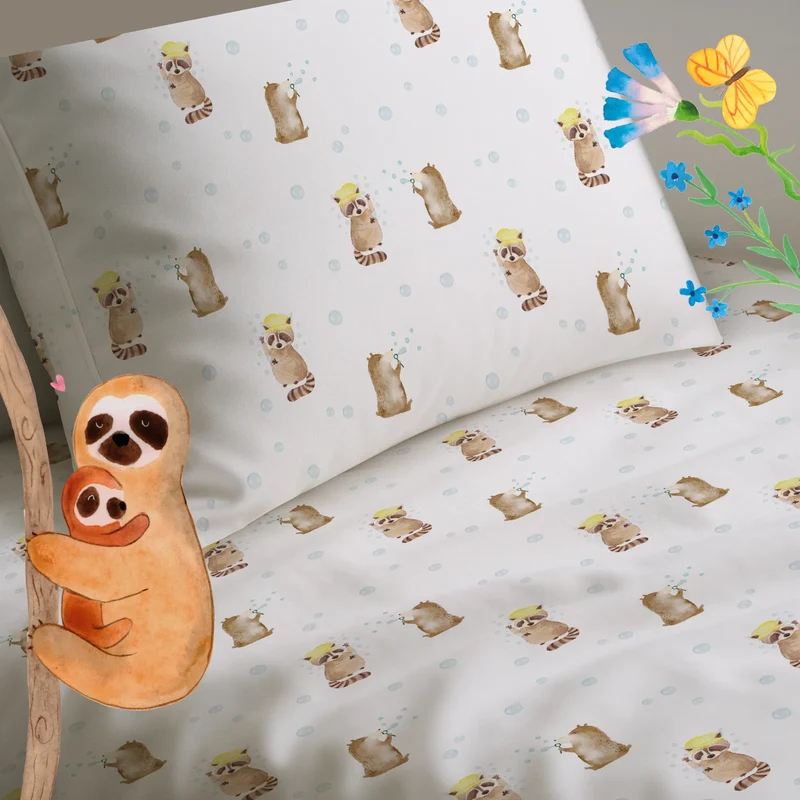 Kinderbettwäsche Waschbär Muster