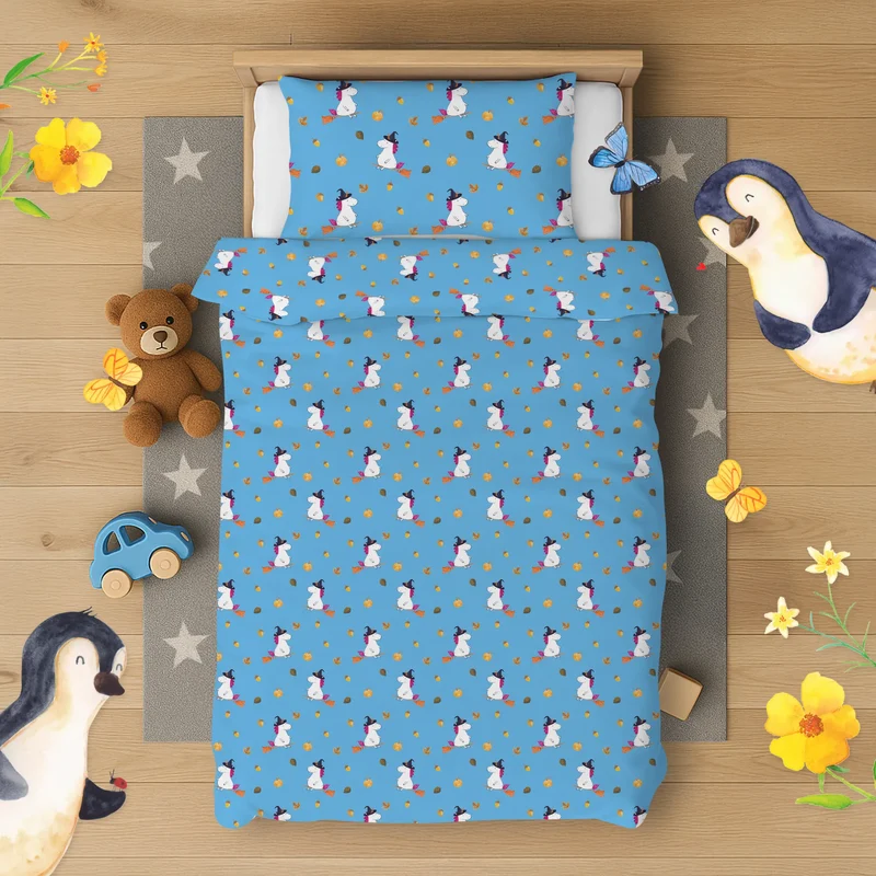Kinderbettwäsche Einhorn Hexe Muster