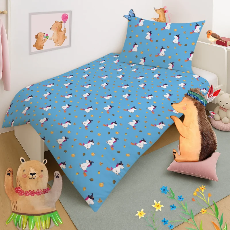 Kinderbettwäsche Einhorn Hexe Muster