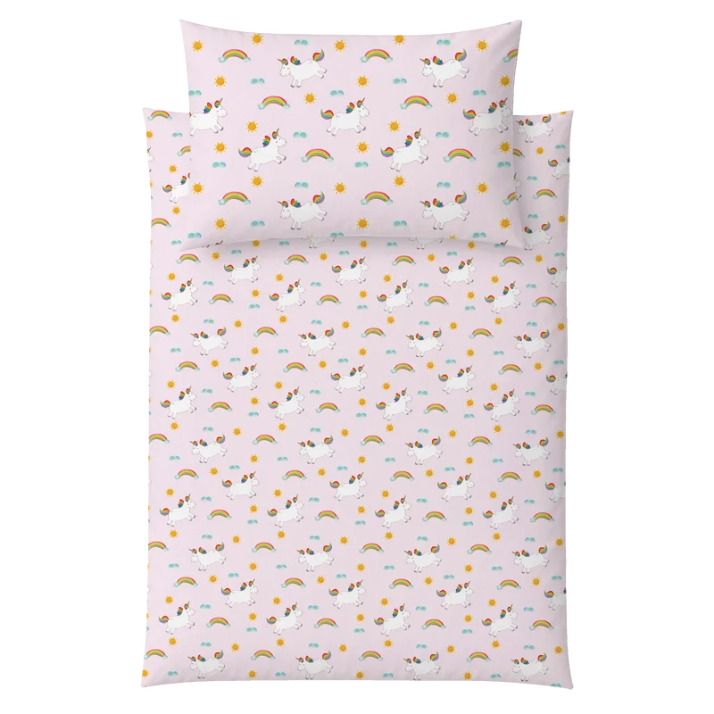 Kinderbettwäsche Einhorn Happy Muster